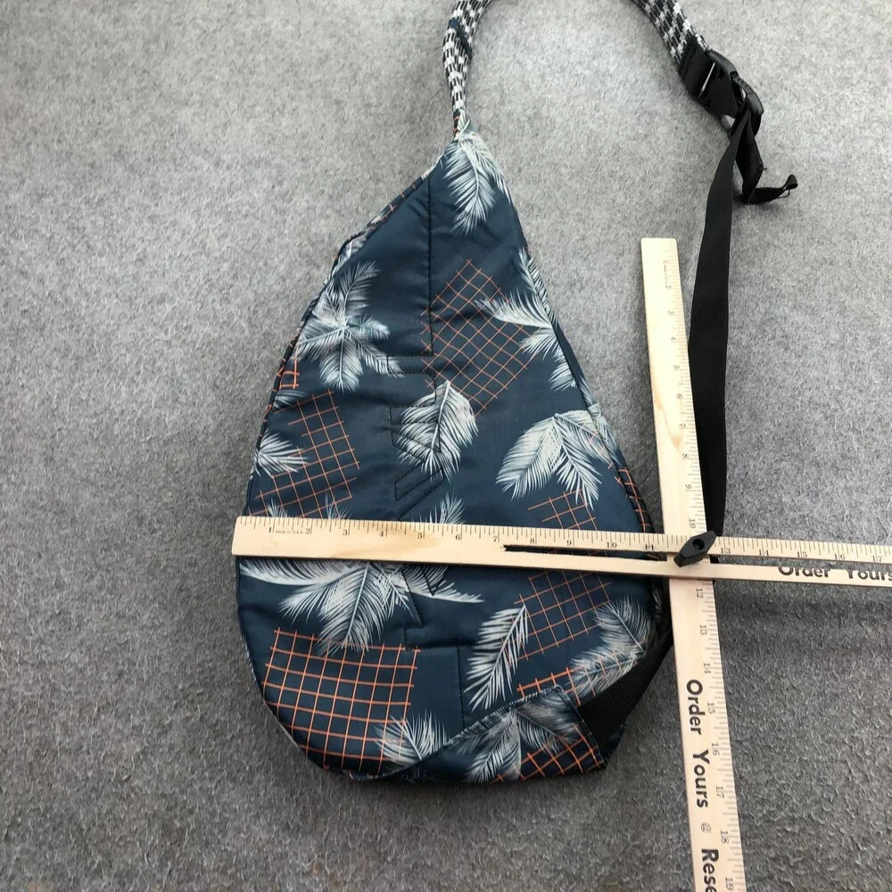 KAVU Blue Palm Leaf Print Sling Backpack Crossbody Bag 19in Adjustable Strap